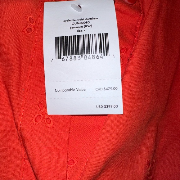 NWT♠️Kate Spade Eyelet Tie-waist Shirtdress♠️Size Small♠️Color - geranium♠️ - Picture 2 of 5